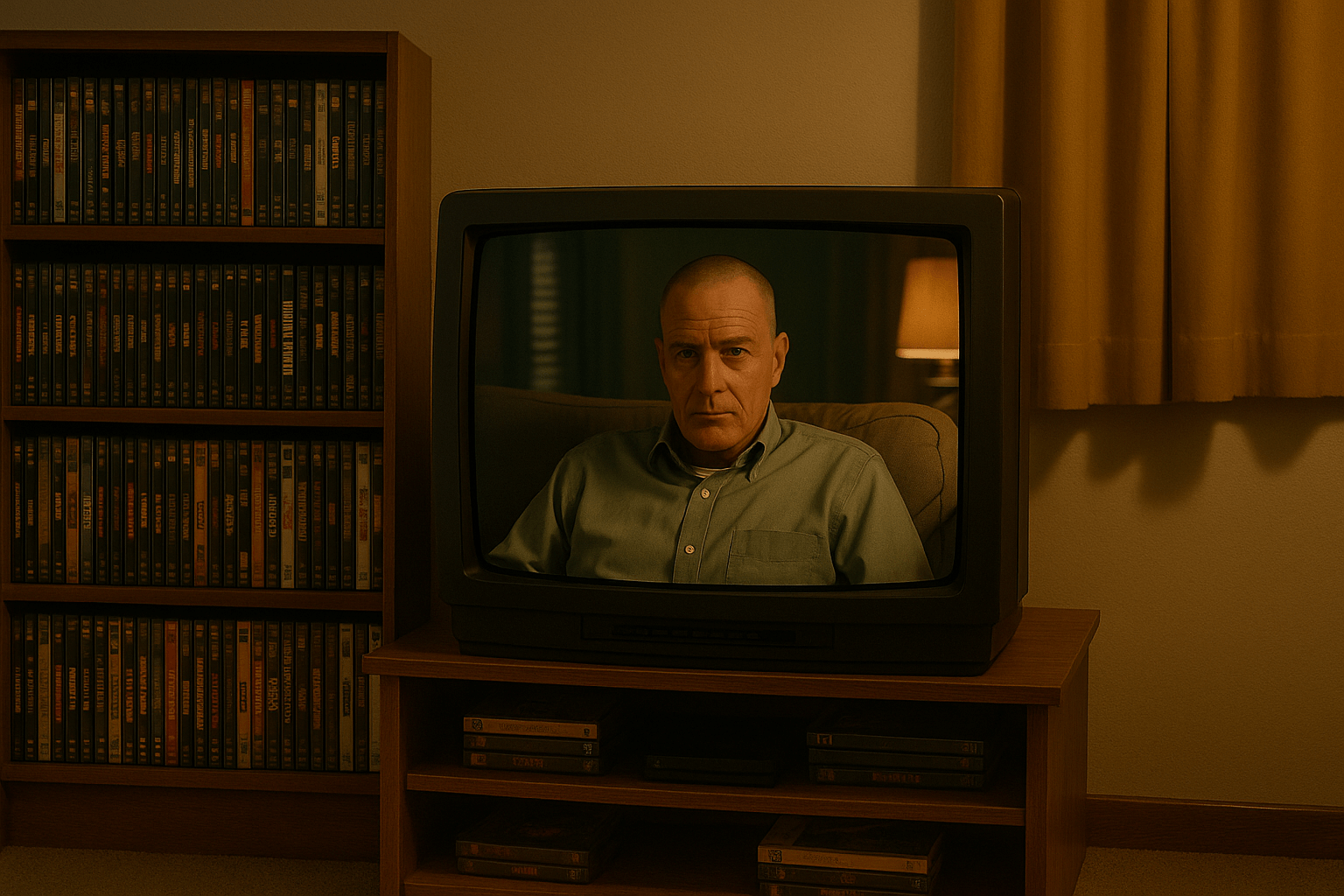 Een ouderwetse tv die een tv serie laat zien